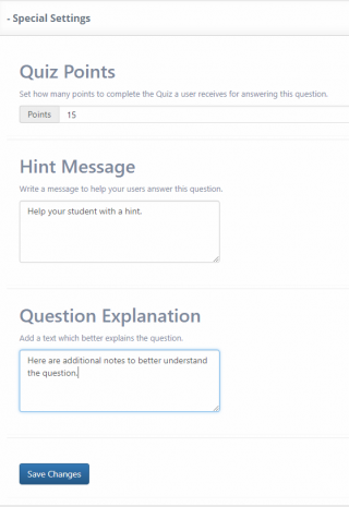 Special Settings - Questions - Ultimate Learning Pro